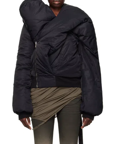 Rick Owens Drkshdw Doll Asymmetric Padded Bomber Jacket In Black