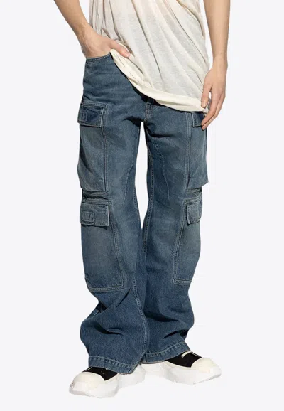 Rick Owens Drkshdw Double Cargo Jeans In Blue