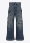 Rick Owens Drkshdw Double Cargo Jeans In Denim