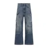 Rick Owens Drkshdw Blue Denim Jeans With Cargo Pockets And Vintage Wash In Washed Indigo