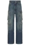 Rick Owens Drkshdw Indigo Hollywood Double Cargo Jeans In Washed Indigo