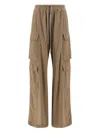 Rick Owens Drkshdw Wide Leg Cargo Pants With Elastic Waist In Brown