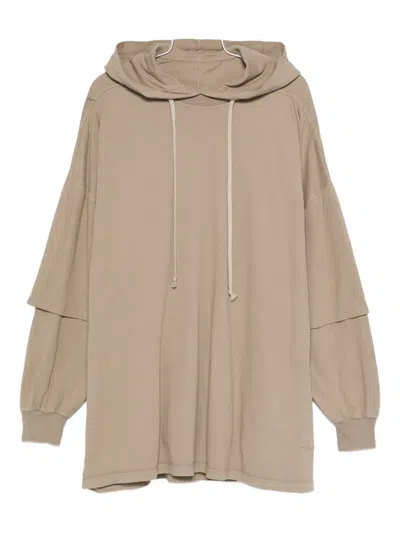 Rick Owens Drkshdw Double-layered Hooded Sweater In Neutral