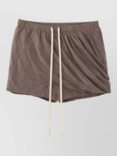 Rick Owens Drkshdw Draped Design Shorts Featuring Subtle Folds In Brown
