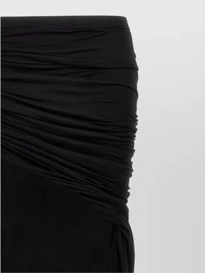 Rick Owens Drkshdw Draped Elastic Waistband Ruched Skirt In Black