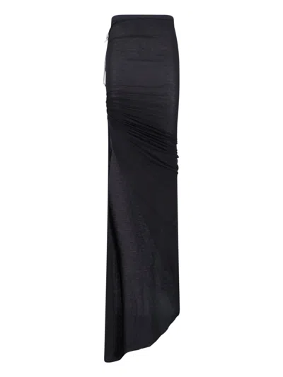 Rick Owens Drkshdw Draped Maxi Skirt In Black