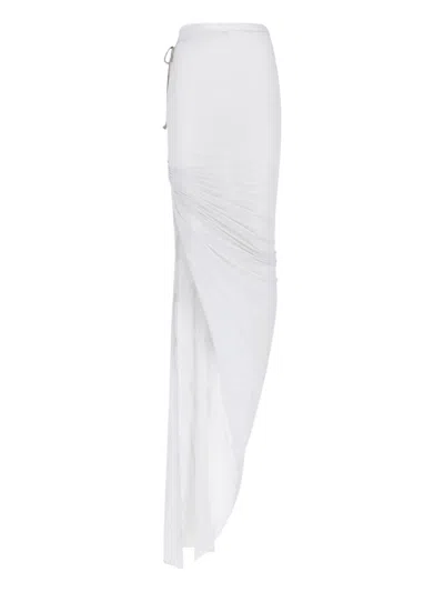 Rick Owens Drkshdw Draped Maxi Skirt In White