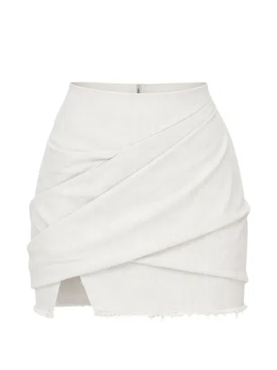 Rick Owens Drkshdw Draped Mini Skirt In White
