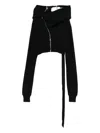 Rick Owens Drkshdw Draped Zip-front Asymmetrical Hoodie In Black