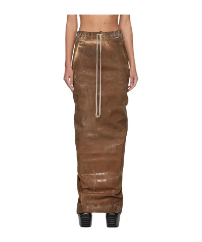 Rick Owens Drkshdw Draw Rope Waist Skirt In Brown
