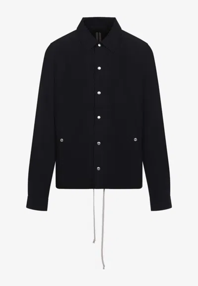 RICK OWENS DRKSHDW DRAWSTRING BUTTON-UP OVERSHIRT