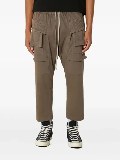 Rick Owens Drkshdw Drawstring Cargo Trousers In Brown