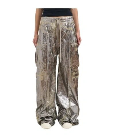 Rick Owens Drkshdw Drawstring Casual Pants In Silver
