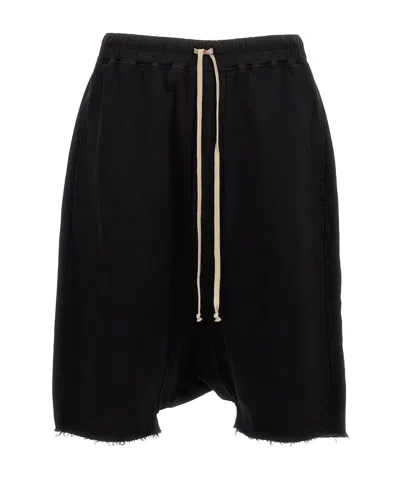Rick Owens Drkshdw Cargo Pocket Bermuda Shorts Drawstring In Black