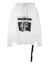 Rick Owens Drkshdw Drawstring Graphic-print Hoodie In White