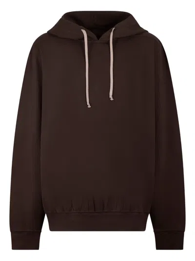 Rick Owens Drkshdw Drawstring Hoodie In Brown