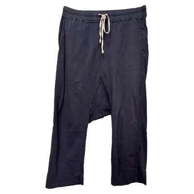 Rick Owens Drkshdw Drawstring Pants In Navy Blue Cotton