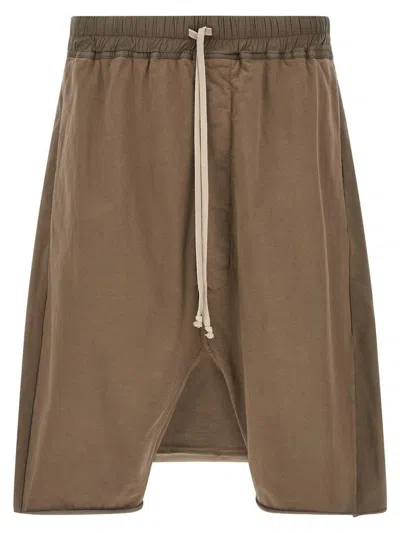 Rick Owens Drkshdw 'drawstring Pods' Bermuda Shorts In Brown