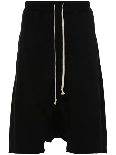 Rick Owens Drkshdw Drawstring Pods Cotton Shorts In Black