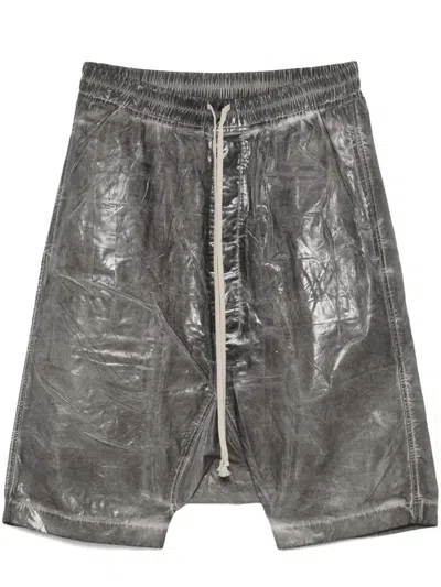 Rick Owens Drkshdw Drawstring Pods Shorts In Grey