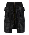 Rick Owens Drkshdw Black Hollywood Creatch Cargo Pods Denim Shorts In Black