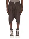 Rick Owens Drkshdw Creatch Straight-leg Brushed Cotton-jersey Drawstring Cargo Shorts In Multi