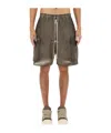 Rick Owens Drkshdw Cargo Bermuda Shorts Elastic Waistband In Brown