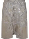 Rick Owens Drkshdw Gold Hollywood Drawstring Pods Denim Shorts In Gold