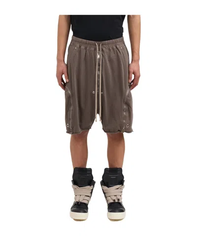 Rick Owens Drkshdw Bauhaus Straight-leg Cotton-canvas Shorts In Brown