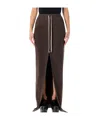 Rick Owens Drkshdw Phleg Pillar Drawstring Slit Skirt In Brown