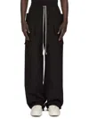 Rick Owens Drkshdw Creatch Wide-leg Cotton-blend Canvas Drawstring Cargo Trousers In Black