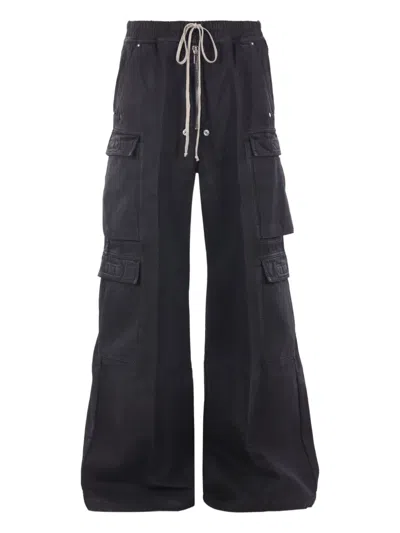 Rick Owens Drkshdw Drawstring Wide-leg Cargo Trousers In Black