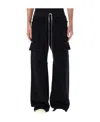 Rick Owens Drkshdw Creatch Wide-leg Cotton-blend Canvas Drawstring Cargo Trousers In Black