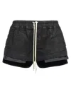 Rick Owens Drkshdw 'layered Design' Elastic Waistband Shorts In Black