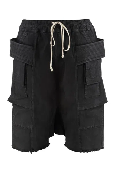 Rick Owens Drkshdw Drkshdw By Rick Owens Cotton Multi-pocket Bermuda In Black
