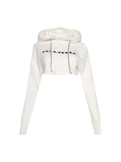 Rick Owens Drkshdw Drkshdw By Rick Owens Cropped Hoodie Milk And Black In White