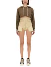 Rick Owens Drkshdw Short Hooded Drawstring Knitwear In Brown