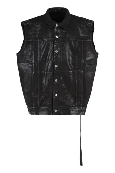 Rick Owens Drkshdw Drkshdw By Rick Owens Denim Vest In Black