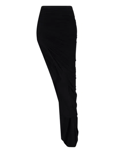 RICK OWENS DRKSHDW DRKSHDW BY RICK OWENS "EDFU" ASYMMETRICAL MINI SKIRT – BLACK