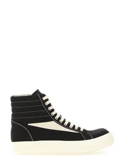 Rick Owens Drkshdw Drkshdw By Rick Owens High-top Sneakers With Calf Leather Accents In Black