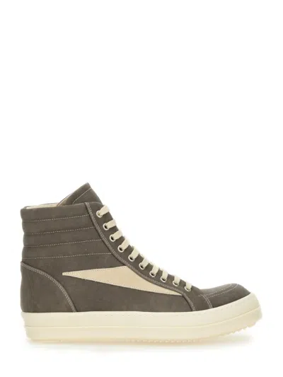 Rick Owens Drkshdw Drkshdw By Rick Owens High-top Sneakers With Calf Leather Accents In Grey