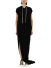 Rick Owens Drkshdw Drkshdw By Rick Owens Hooded Black Maxi Dress With Side Slits In Black