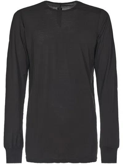 Rick Owens Drkshdw Drkshdw By Rick Owens Long-sleeved Black Top With Asymmetrical Seam In Gray