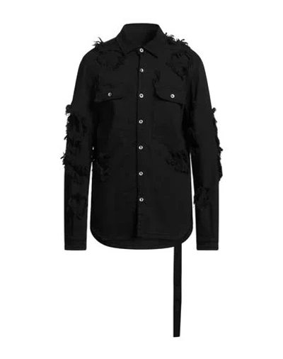 Rick Owens Drkshdw Distressed Shirt Jacket In Black