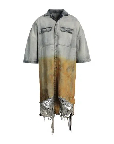 Rick Owens Drkshdw Drkshdw By Rick Owens Man Denim Shirt Blue Size S Cotton, Elastomultiester, Rubber