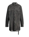 Rick Owens Drkshdw Drkshdw By Rick Owens Man Denim Shirt Charcoal Size Xl Cotton, Polyester, Rubber In Grey