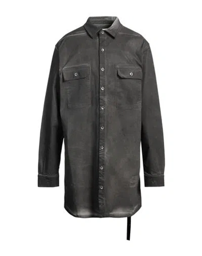 Rick Owens Drkshdw Drkshdw By Rick Owens Man Denim Shirt Charcoal Size Xl Cotton, Polyester, Rubber In Grey
