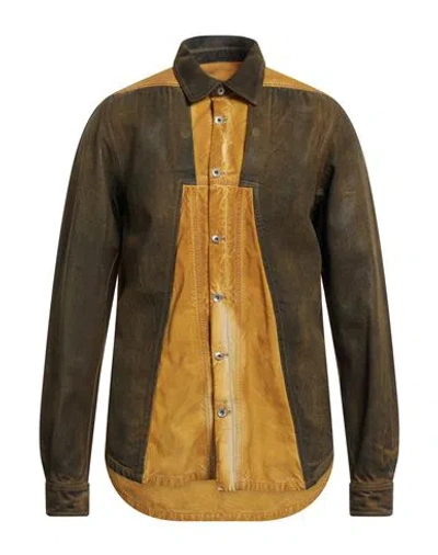 Rick Owens Drkshdw Drkshdw By Rick Owens Man Denim Shirt Marigold Size S Cotton In Yellow
