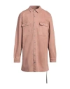 Rick Owens Drkshdw Drkshdw By Rick Owens Man Denim Shirt Salmon Pink Size L Cotton, Polyester, Rubber In Salmon Pink