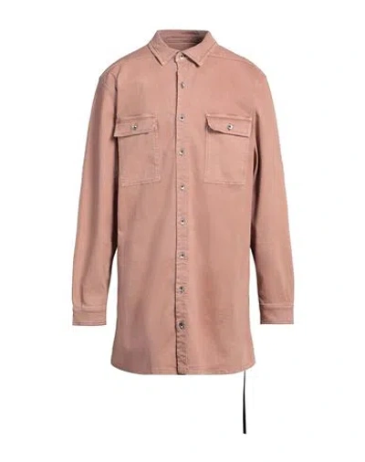 Rick Owens Drkshdw Drkshdw By Rick Owens Man Denim Shirt Salmon Pink Size L Cotton, Polyester, Rubber